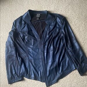 CLARA SUNWOO Navy Leather Jacket